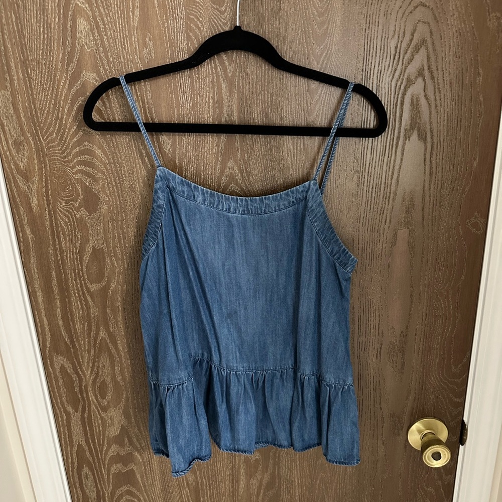 Loft Chambray Demi Peplum Tank Top